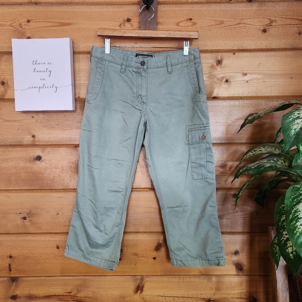 Mountain‎ Khakis Green Mid-Rise Cargo Capri Ceopped Utility Pants Sz 4(30) X 22"
